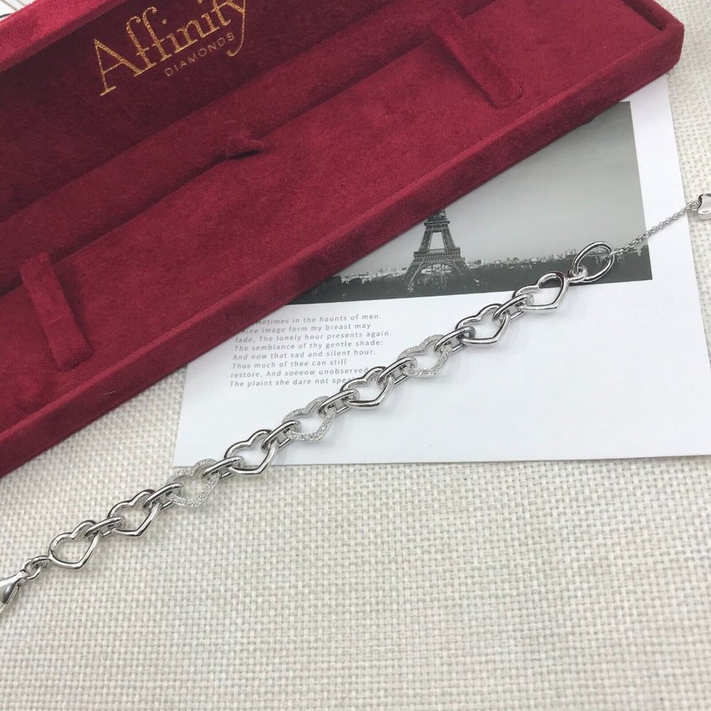 Authentic Affinity Diamonds Sterling Silver Hearts Bracelet - Picture 5 of 12